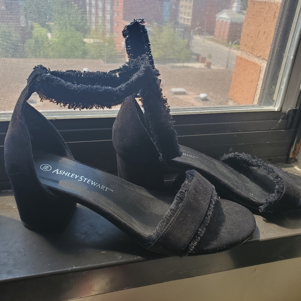 Black demin wedge shoe